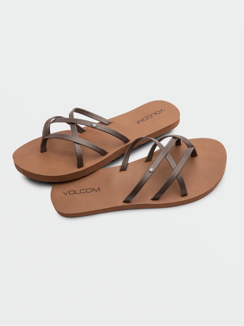 Volcom Women's Brown Sandal with Black Strappy Upper
